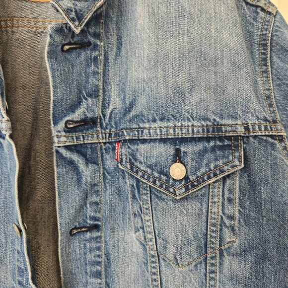 Retro Levi's Strauss Blue Denim Jacket CA00342 Trucker Casual Unisex Large - Picture 5 of 15